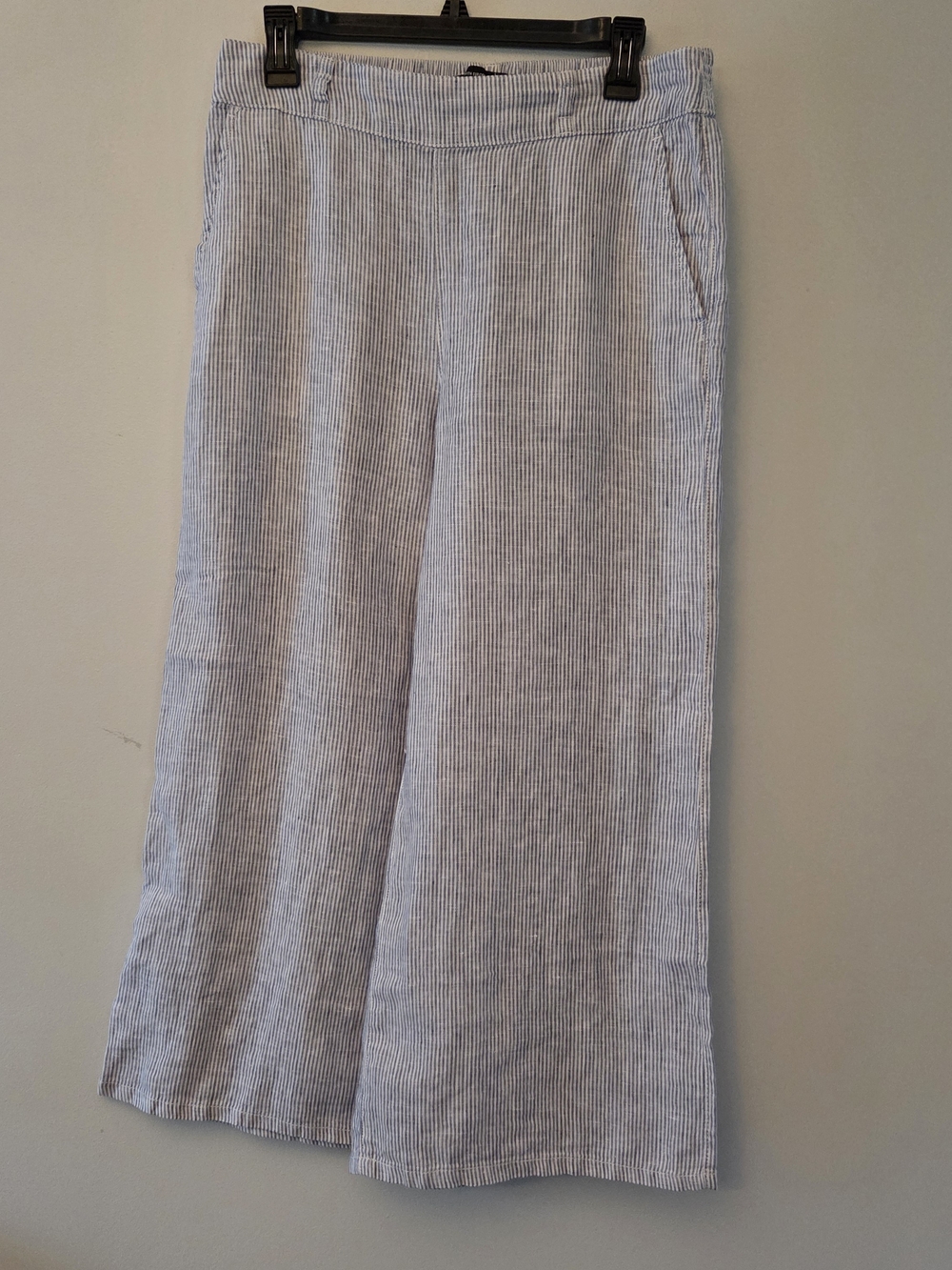 Tahari Blue & White Striped Linen Pants Size M